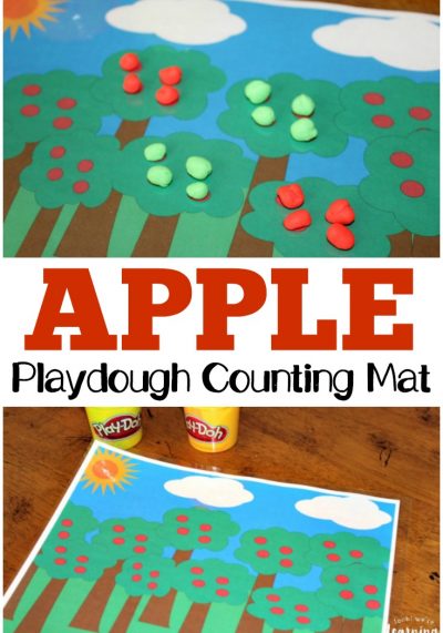 Practice counting and fine motor skills with this fun playdough apple tree counting mat!