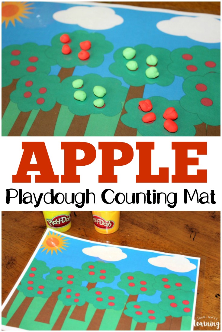Practice counting and fine motor skills with this fun playdough apple tree counting mat!