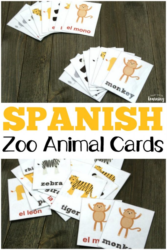 Learn to talk about wild animals in Spanish with these Spanish zoo animal flashcards!