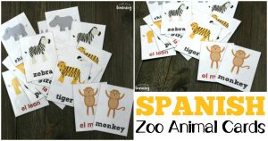 Printable English and Spanish Zoo Animal Flashcards