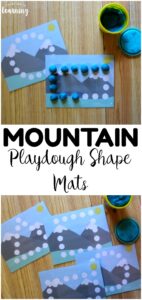 These printable mountain playdough shape mats are perfect for helping little ones practice fine motor skills and shape recognition!
