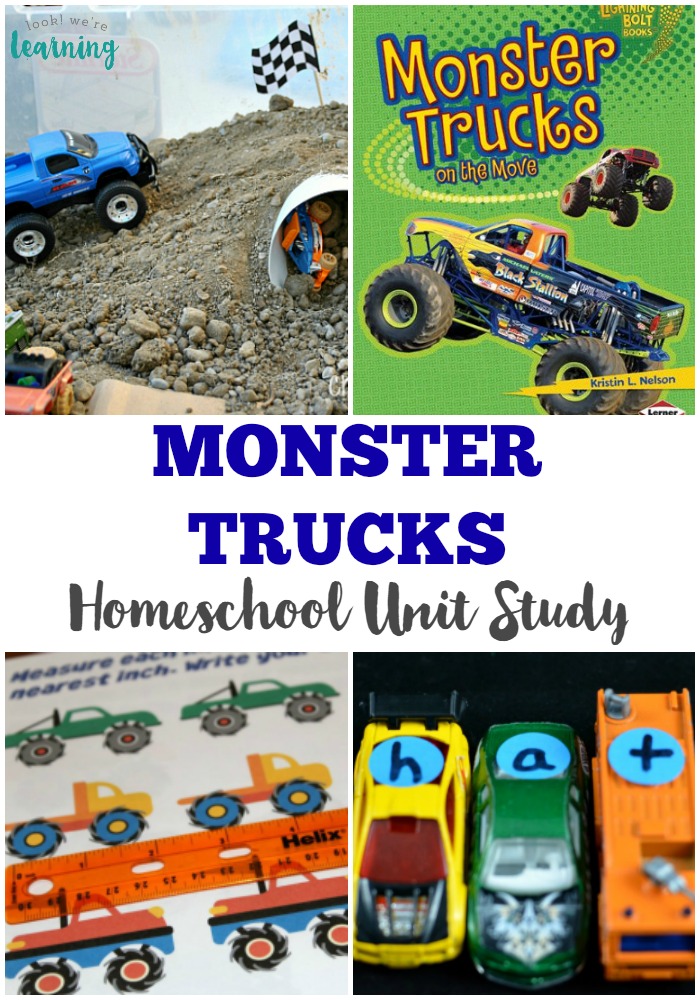 This monster truck unit study for homeschoolers features fun activities, crafts, videos, and books for kids!