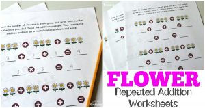 Flower Repeated Addition Worksheets for Kids