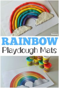 Kids will love making their own colorful rainbows with these rainbow playdough mats!