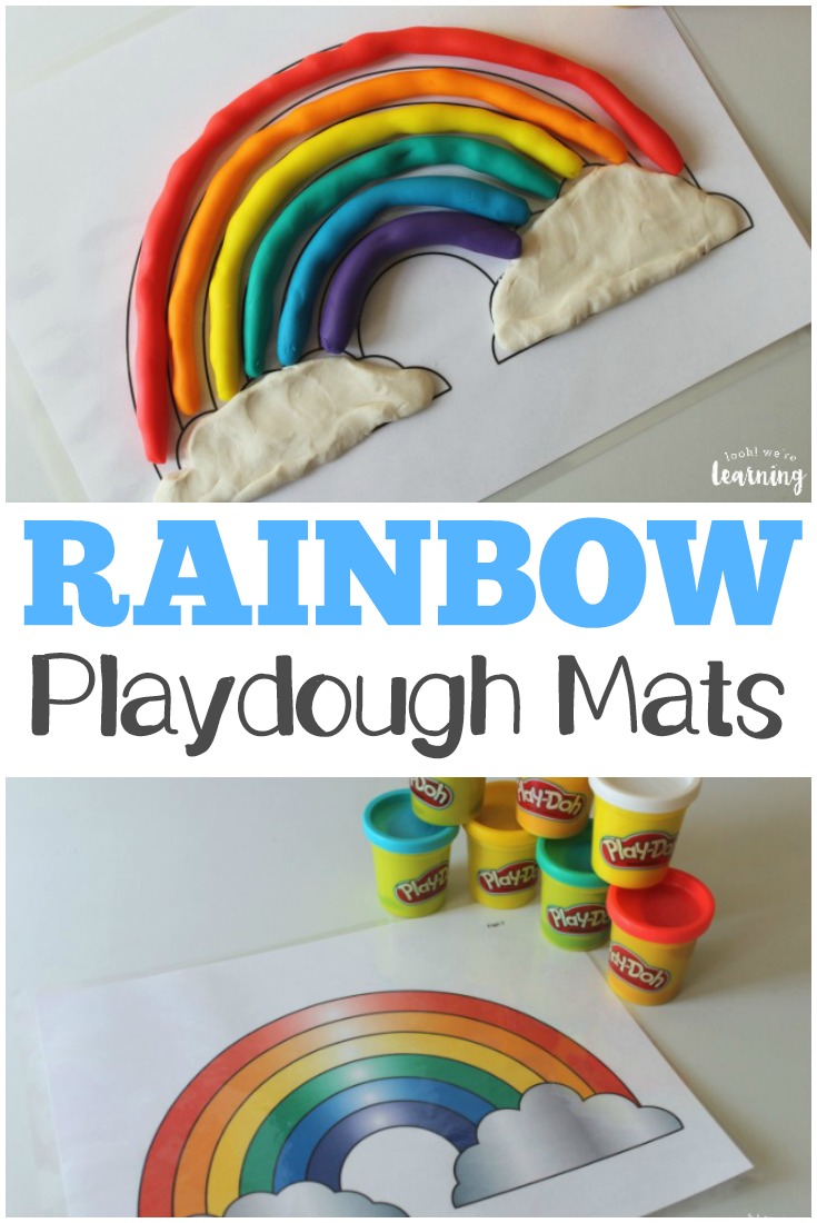Kids will love making their own colorful rainbows with these rainbow playdough mats!