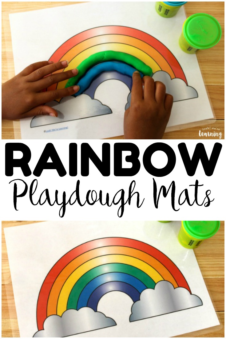 Pick up these printable rainbow playdough mats for some colorful fine motor fun with early learners!