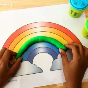 Printable Rainbow Playdough Mats for Preschool