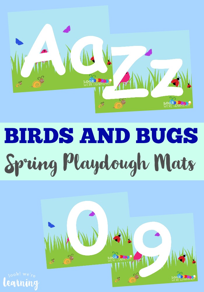 These fun Birds and Bugs Spring Playdough Mats are a nice way to get preschoolers to work on fine motor skills during a spring unit!