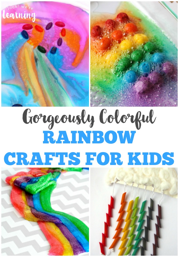 These gorgeously colorful rainbow crafts for kids are a wonderful way to add art to a spring unit study!