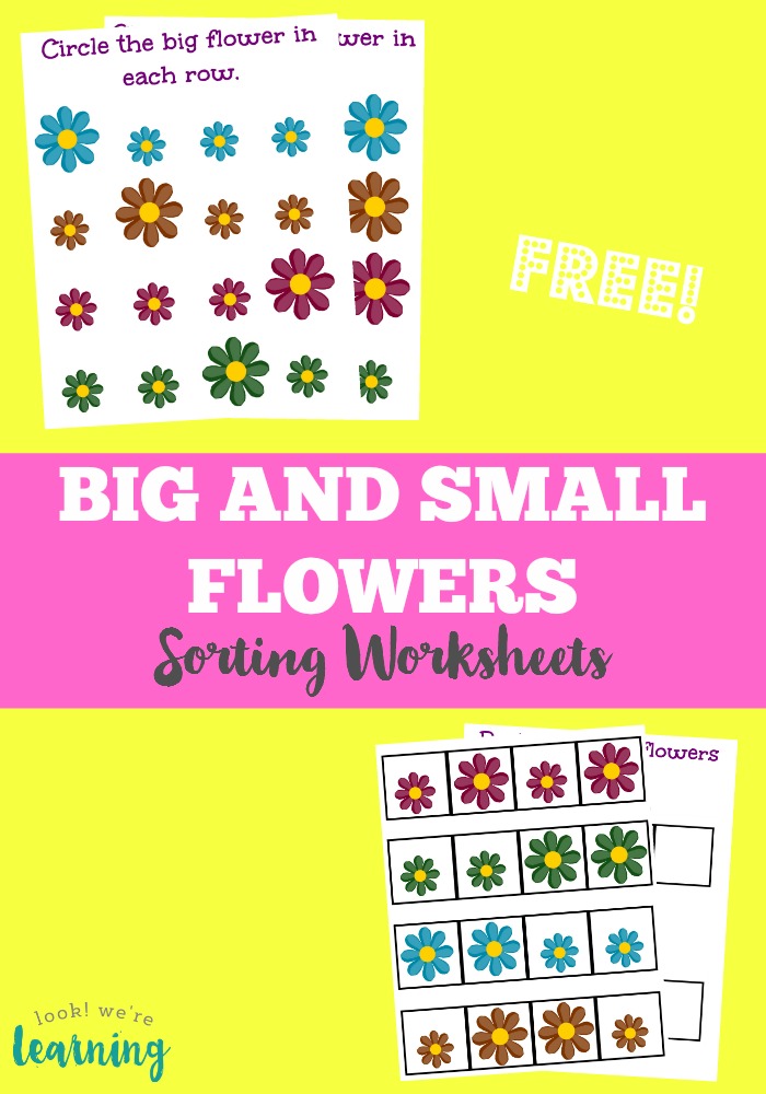These free big and small sorting worksheets are a perfect spring activity for preschoolers who are learning about size!