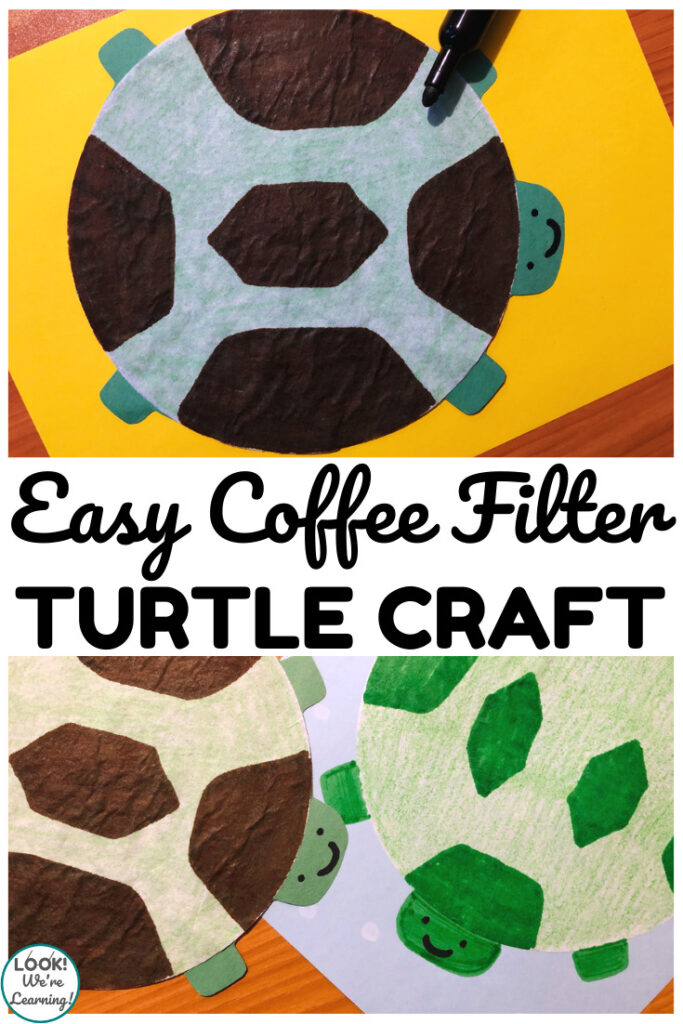 This simple coffee filter turtle craft is a fun spring or summer craft for kids to make!