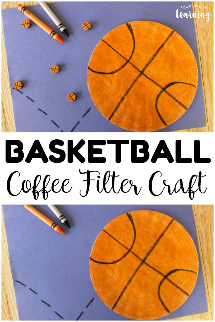 This super easy coffee filter basketball craft is a perfect art project for your little sports fan! Goes great with March Madness too!