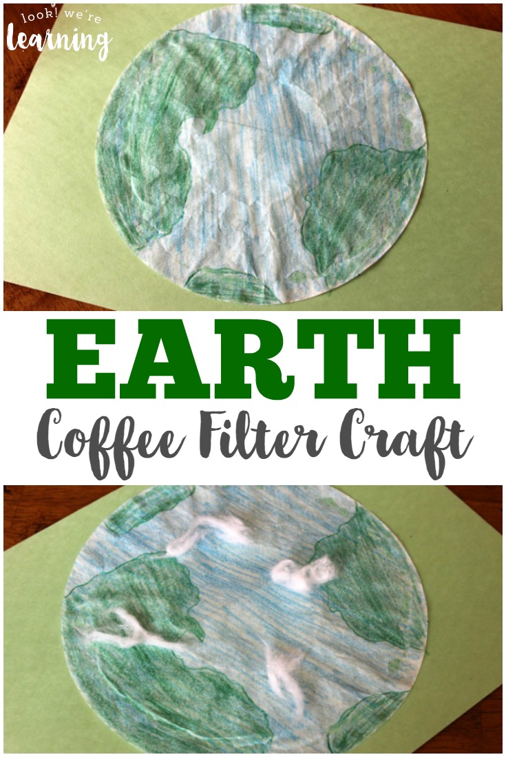 Make this cute and simple coffee filter earth craft with kids of any age! This is a great activity for learning about conservation, geography, or the planets!
