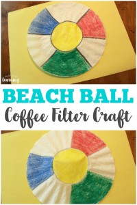 Put this simple beach ball coffee filter craft together in just a few minutes! This is a perfect summer craft for little ones!