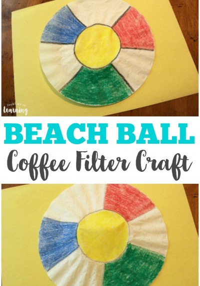Put this simple beach ball coffee filter craft together in just a few minutes! This is a perfect summer craft for little ones!