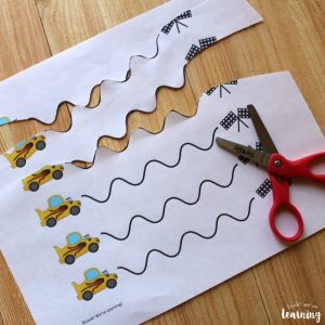 Race Car Scissor Skills Worksheets