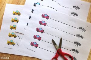 Racecar Themed Scissor Skills Printables for Kids