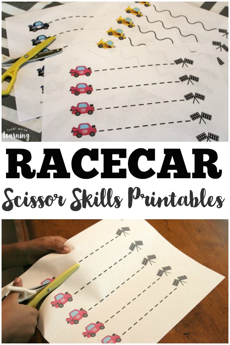 These racecar scissor skills printables are so much fun for helping little ones learn to use scissors!