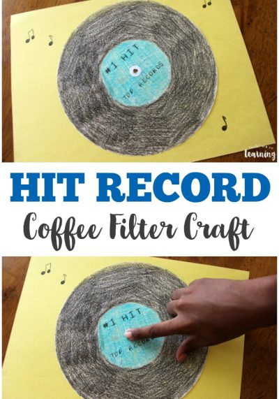 Take a trip back in time with this neat vinyl record coffee filter craft for kids!