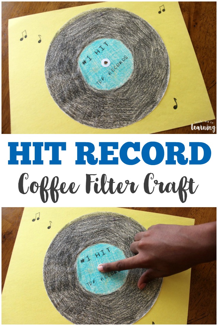 Take a trip back in time with this neat vinyl record coffee filter craft for kids!