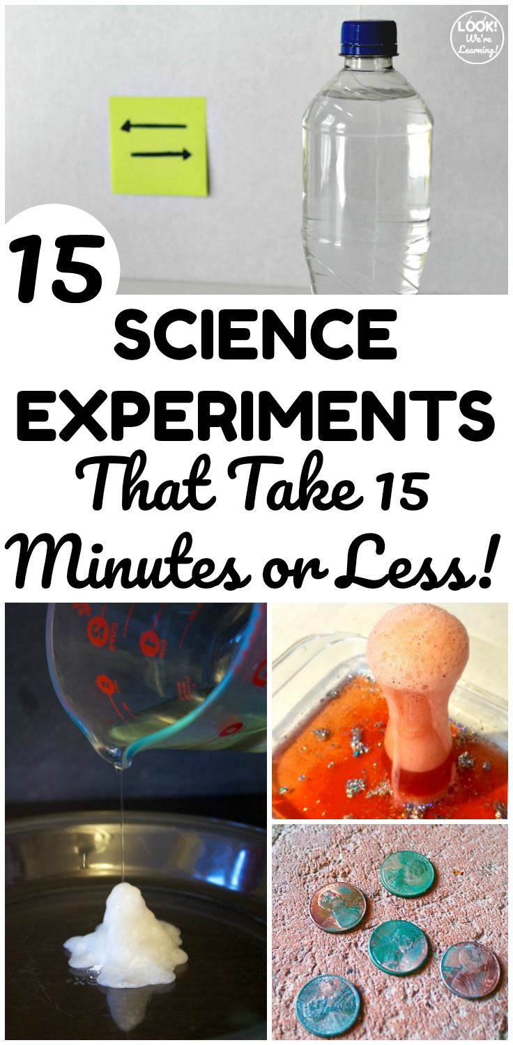 These easy 15 minute science experiments are so simple kids can do them at home! These make excellent science activities for small groups too!