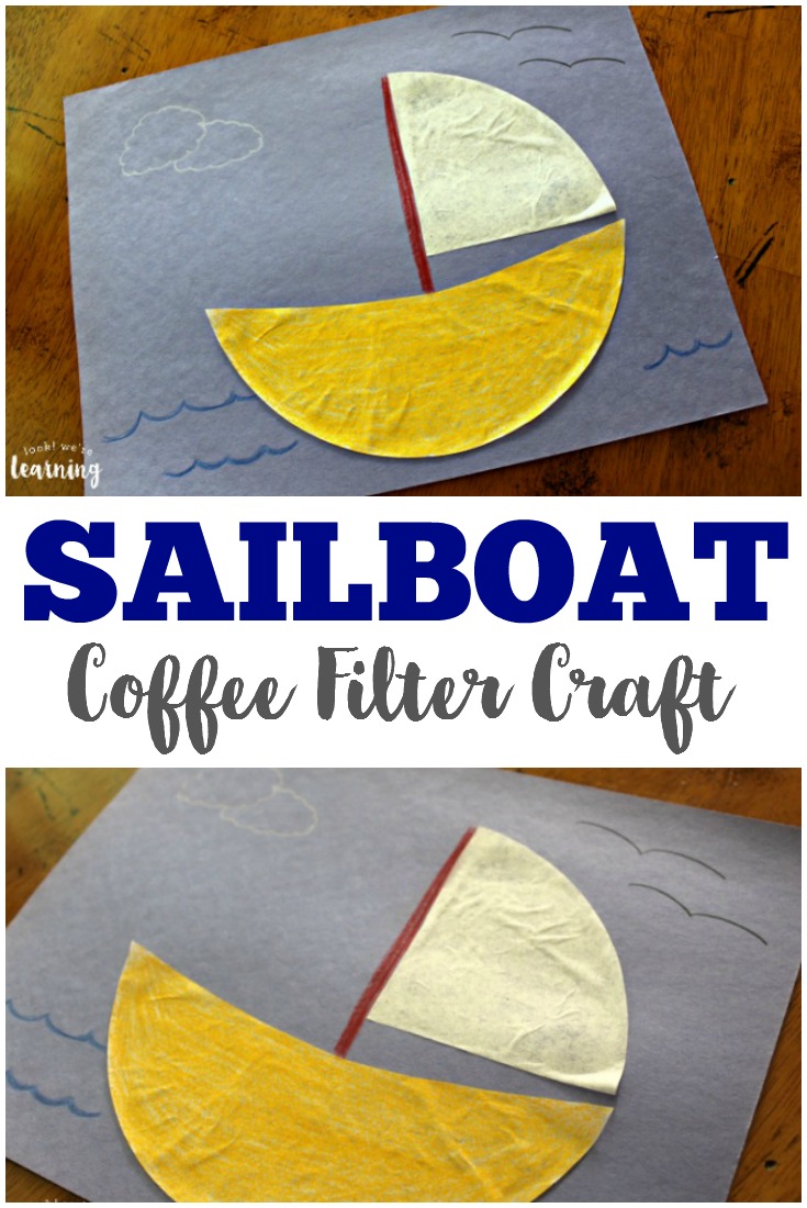 This cute coffee filter sailboat craft is a neat nautical craft for the kids!