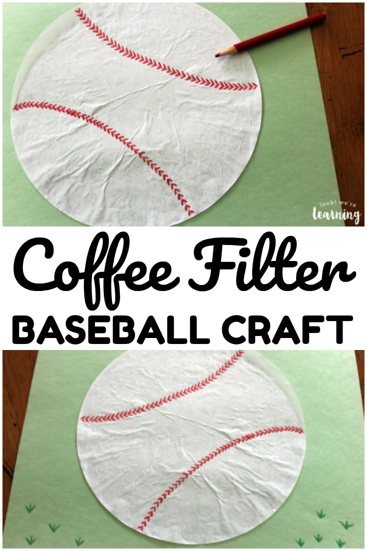 This easy coffee filter baseball craft is so fun to share with kids over the summer!