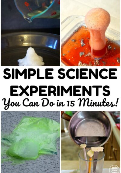 Try some of these simple 15 minute science experiments for a quick at-home science lesson with kids!