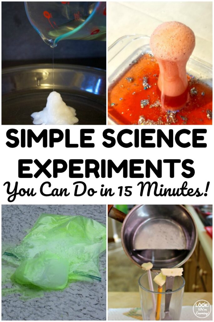Try some of these simple 15 minute science experiments for a quick at-home science lesson with kids!