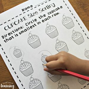 Cupcake Big and Small Worksheets for Preschool