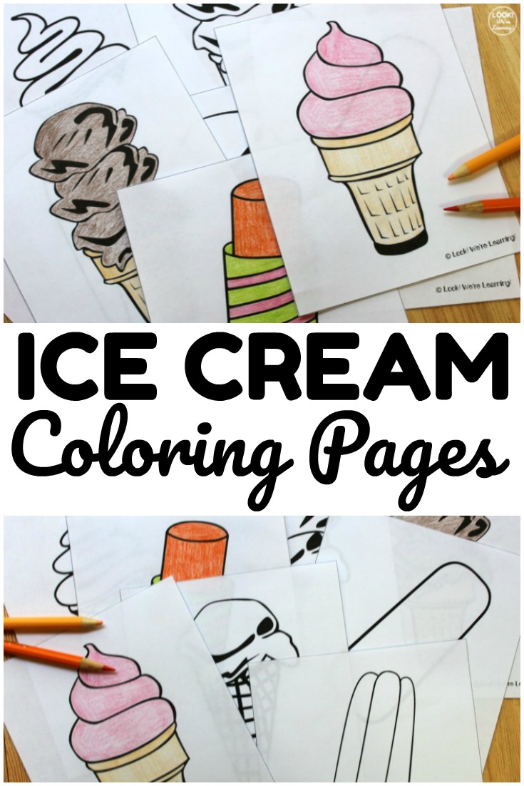 Pick up these printable ice cream coloring pages to share a simple summer art activity with kids!