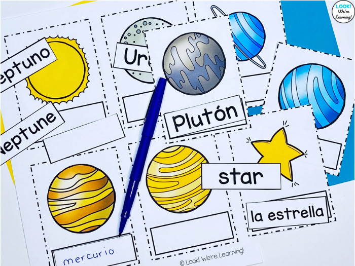 Spanish Solar System Labeling Activity for Kids