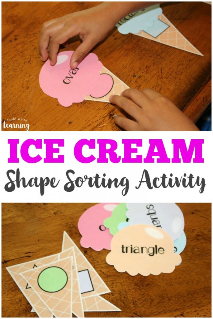 Work on shape recognition the fun way with this cool ice cream preschool shape sorting activity!