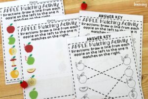 Apple Preschool Matching Worksheets for Kids