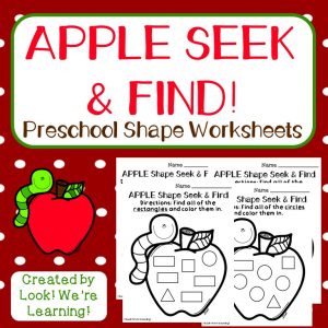Apple Shapes Seek and Find Worksheets