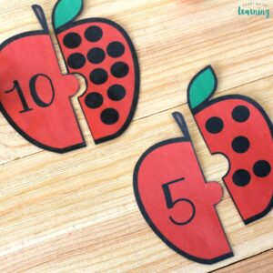 Apple Themed Counting Puzzles for Kids
