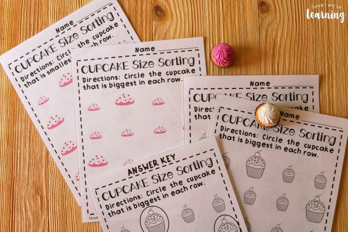Cupcake Big and Small Size Worksheets for Kids