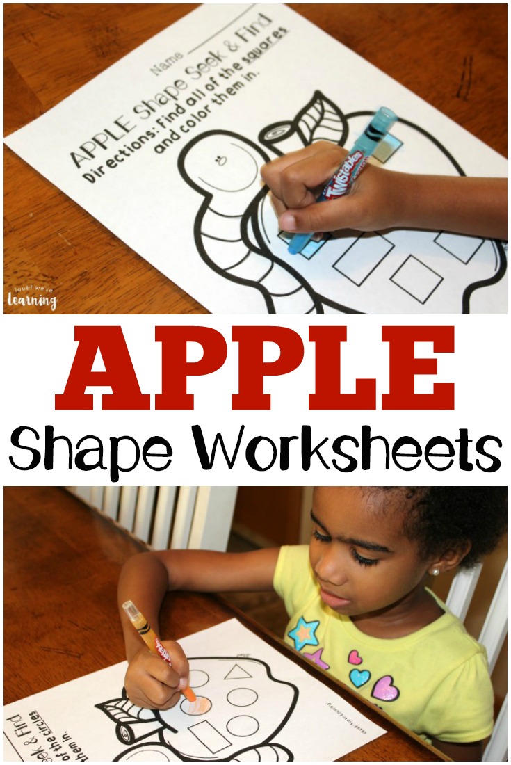 Early learners will love practicing shape recognition with these apple shapes worksheets for preschool!