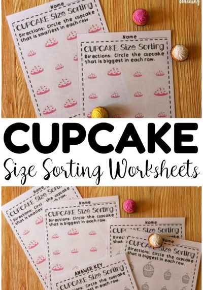 Help your preschoolers learn to sort big and small objects with these adorable cupcake themed size sorting worksheets! Add them to your preschool lesson plan for this year!