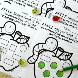 Printable Apple Shape Sorting Worksheets for Preschoolers