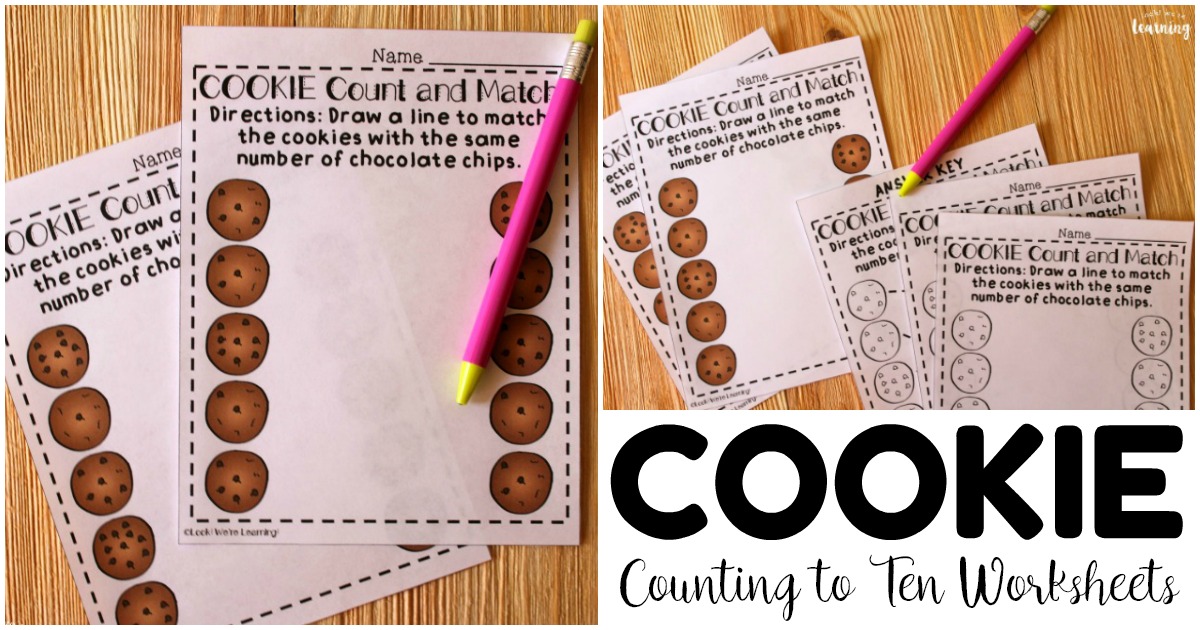 Printable Cookie Themed Counting to Ten Worksheets