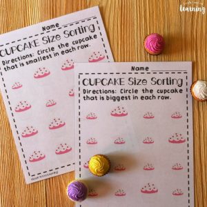 Printable Cupcake Big and Small Worksheets