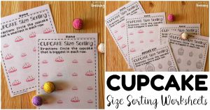 Printable Cupcake Themed Size Sorting Worksheets for Early Learners