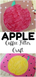 Share this easy coffee filter apple craft to make one of the easiest fall crafts for kids there is! Perfect for art or crafting time!
