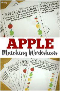 These apple preschool matching worksheets are a fun way to get early learners started with same and different this fall!