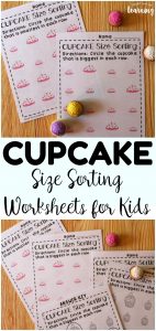 These fun cupcake themed big and small worksheets are great for helping little ones sort objects by size!