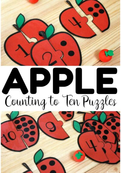 These printable apple counting puzzles are perfect for early math lessons! Use them at fall math centers or for an interactive apple lesson for little ones!