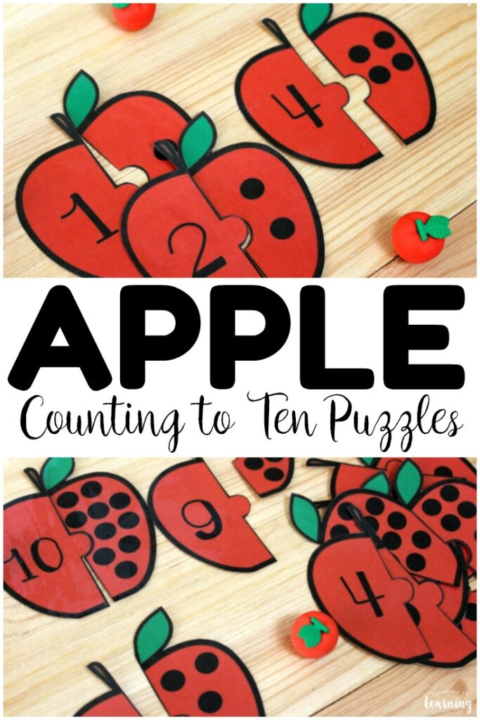 These printable apple counting puzzles are perfect for early math lessons! Use them at fall math centers or for an interactive apple lesson for little ones!