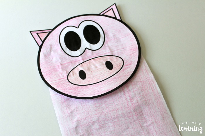 Completed Pig Paper Bag Puppet