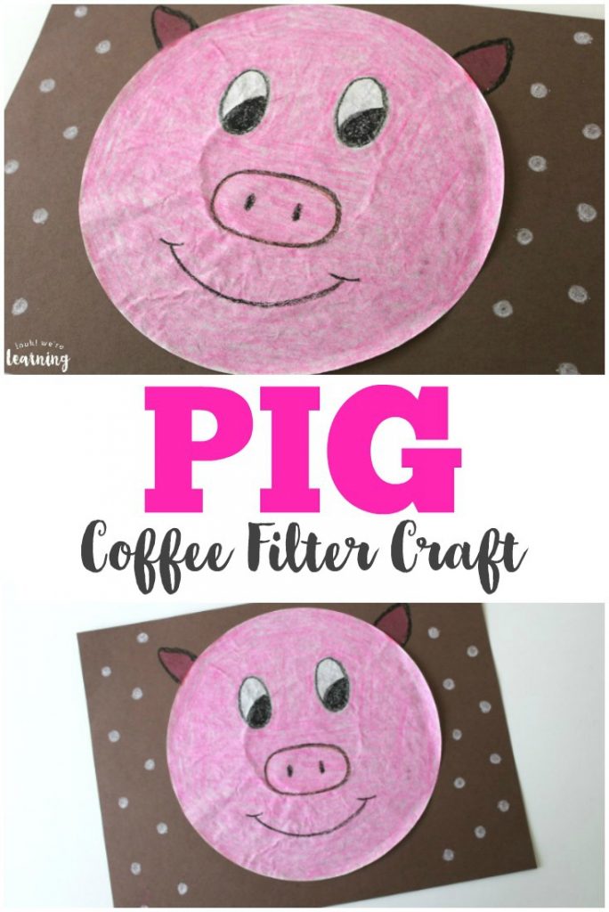 Make this sweet coffee filter pig craft with the kids for an easy art project!